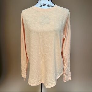 🔴 5 for $10 Zella Light Peach Cotton Relaxed Fit Long Sleeve Jersey Top Size S